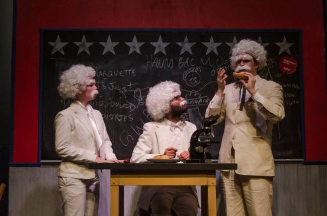 (l to r) Mark Twain (Carly Bales) Mark Twain (Utkarsh Rajawat) and Mark Twain (Jonathan Jacobs) 