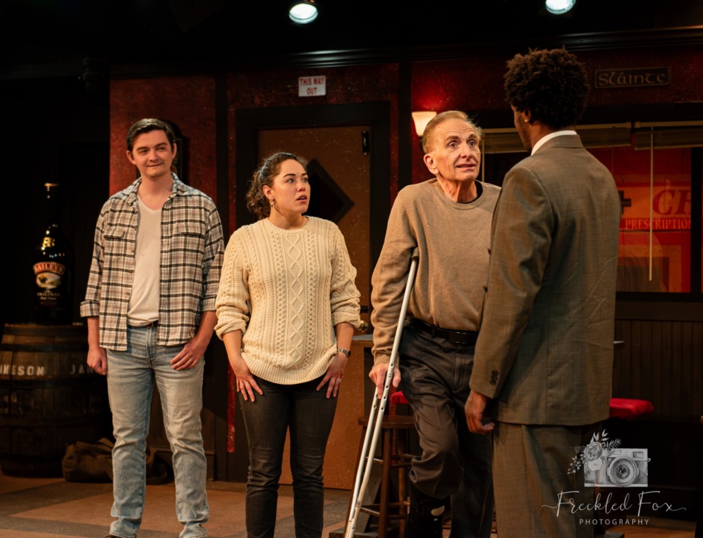 (l to r) Thomas Friend as Sean, Yael Schoenbaum as Pegeen, Bill Hurlbut as Michael, and Justin Oratokhari as Christopher in The Playboy of the Western World at Silver Spring Stage 📷 Freckled Fox Photography