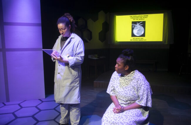 Adanya Koger-Hobson (left) as Doctor and Rakell Foye (right) as Melisa in Honey Bee Baby at Rapid Lemon Productions 📷 Shealyn Jae Photography