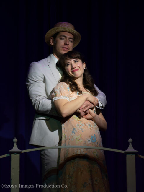 Adam Goldsmith (left) as Harold Hill and Laura Hepp Saunders (right) in The Music Man at Third Wall Productions 📷 Images Production Co.