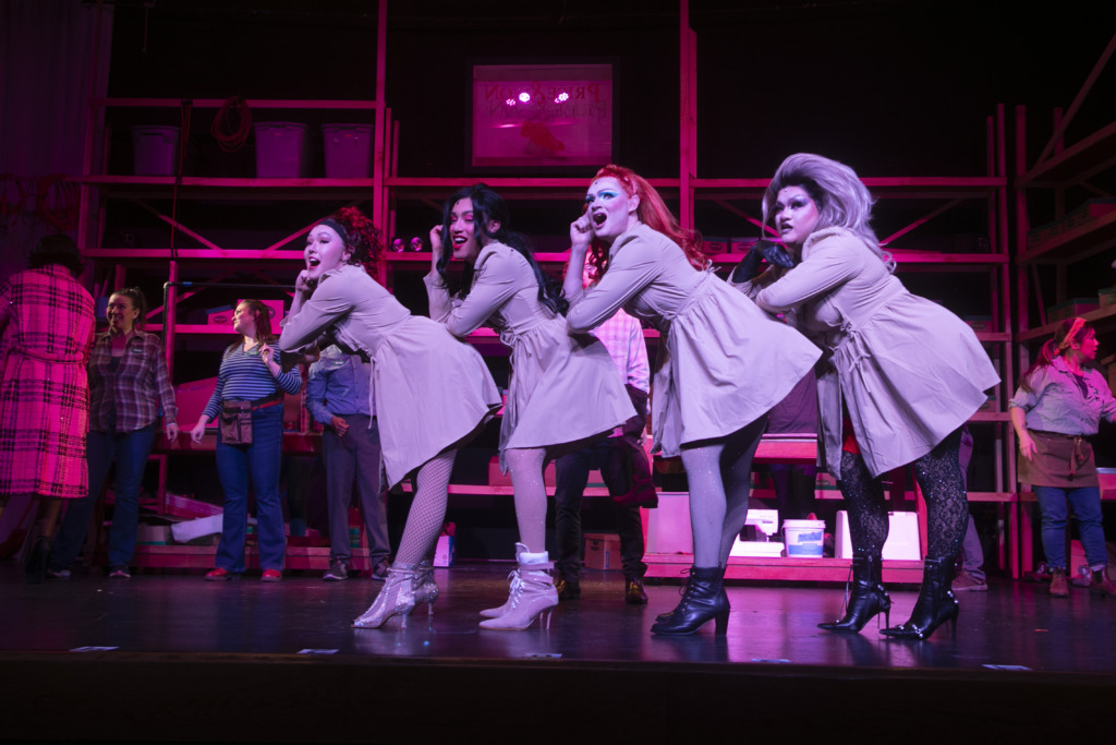 The Angels (l to r) Julie Mimms, Thomas Allen, Seth Fallon, and Leon Nguyen in Kinky Boots at Silhouette Stages 📷 Shealynn Jae Photography