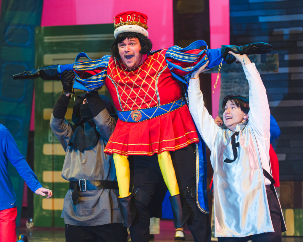 Michael MacKay (center) as Lord Farquaad and the ensemble of Shrek at Phoenix Festival Theatre 📷 Matthew Peterson Photography