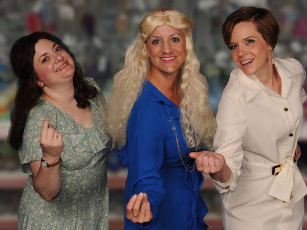 Regina Rose (left) as Mona, Jennifer Skarzinski (center) as Sissy, and Laura Malkus (right) as Joanne in Come Back to the Five and Dime, Jimmy Dean, Jimmy Dean! at Cockpit in Court