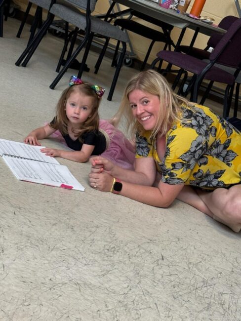 Miss Aria (left) with Lisa Pastella at Cats rehearsal.