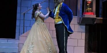 Erica Hansbrough (left) as Belle and David Kaiser (right) as Beast in Beauty & The Beast at Small Town Stars Theatre Company 📷 Mort Shuman