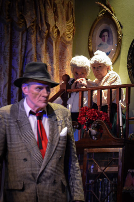 Roy Hammond (left) as Jonathan with Kim Bessler (center) as Abby and Joanne Bauer (right) as Martha in BTC's Arsenic & Old Lace 📷 Reed Sigmon