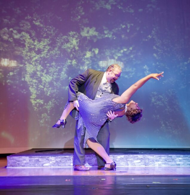 Seth Hench (left) as Vlad Popov and Azaria Oglesby (right) as Countess Lily in Anastasia at Glyndon Area Players 📷 awgulphotography