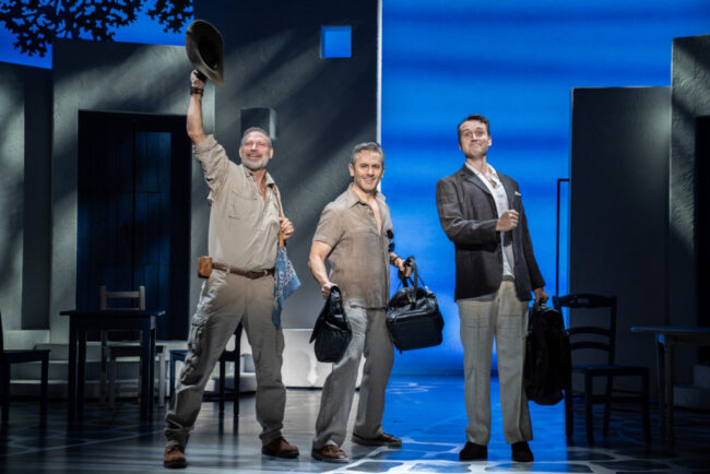 Jim Newman (left) as Bill Austin, Victor Wallace (center) as Sam Carmichael, and Rob Marnell (right) as Harry Bright 📷 Joan Marcus