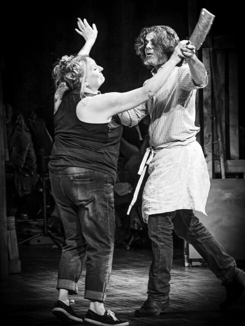 Katie Gordon (left) as Mrs. Lovette and James Watkins (right) as Sweeney Todd at Rogue Swan Theatre Company 📷 James Craig