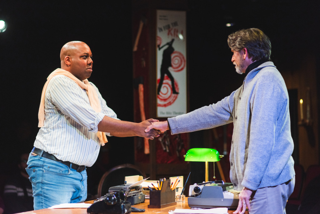 J Purnell Hargrove (left) as Clifford Anderson and Darren McDonnell (right) as Sydney Bruhl in Deathtrap at Spotlighters Theatre 📷 Machpe