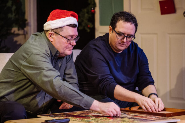 Jack Evans (left) as Jacob and Matt Harris (right) as Zeek in A Very Jewish Christmas a Maryland Ensemble Theatre 📷 David S. Spence