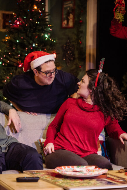 Matt Harris (left) as Zeek and Mallorie Stern (right) as Becs in A Very Jewish Christmas a Maryland Ensemble Theatre 📷 David S. Spence